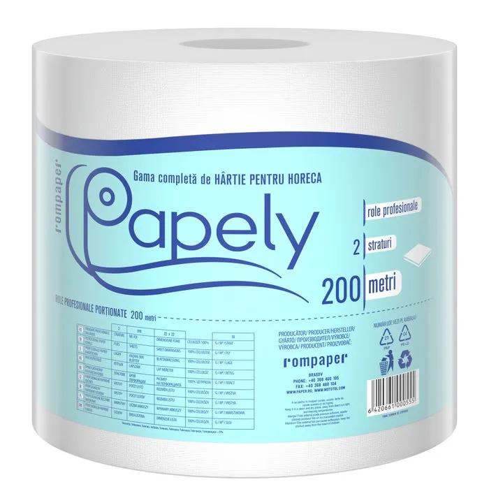 Prosop hartie Papely, alb, 2 straturi, L 200 m