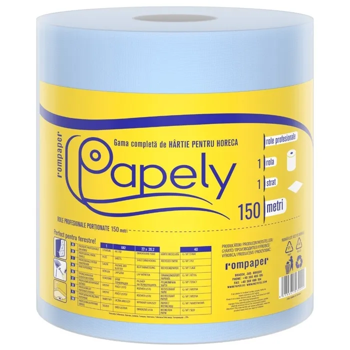 Prosop hartie Papely, albastru, 1 strat, L 150 m