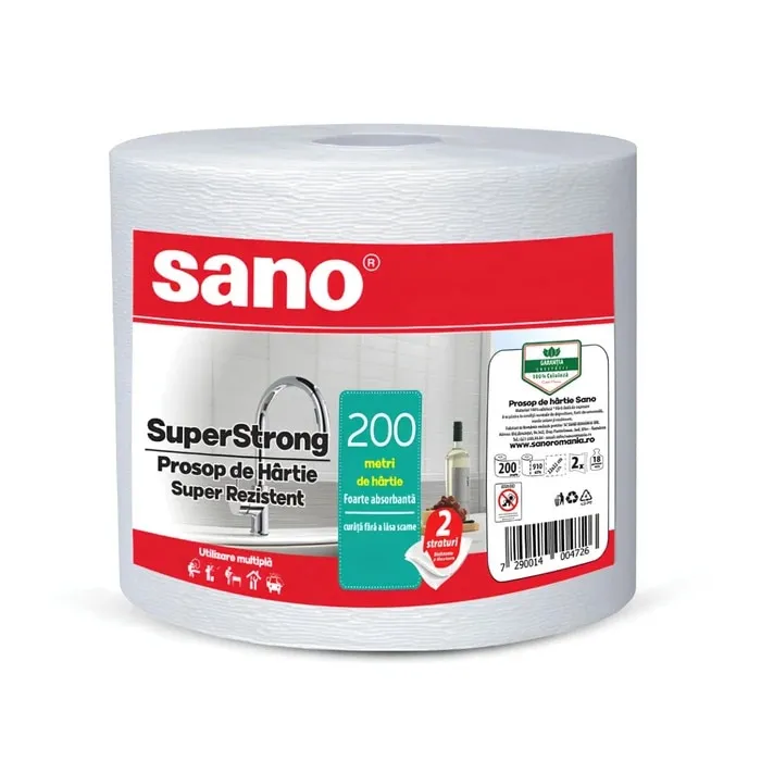 Prosop hartie Sano, alb, 2 straturi, L 200 m