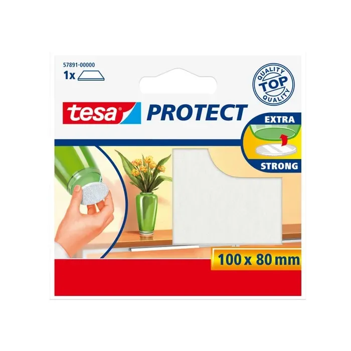 Protectie antizgarieturi, pentru mobila si pardoseli, din pasla, Tesa, alb, 100 x 80 mm