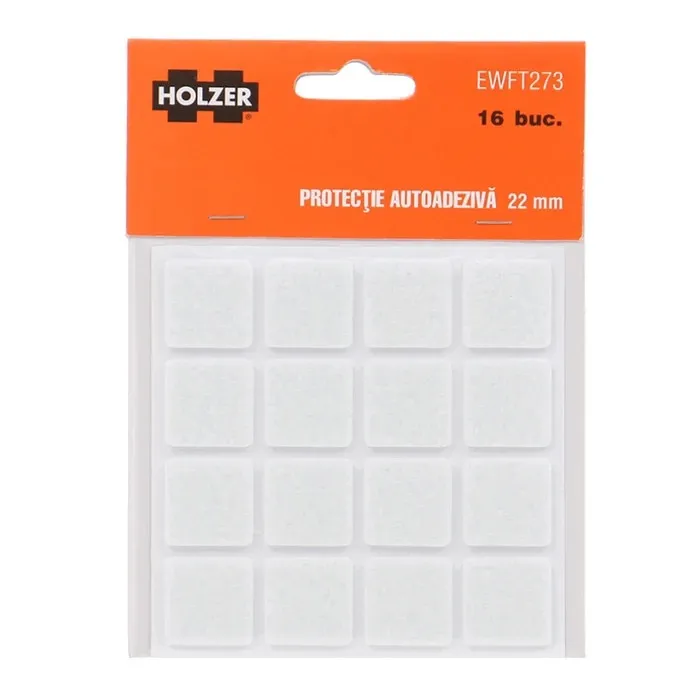 Protectie autoadeziva pentru pardoseala, Holzer EWFT273, forma patrata, 22 x 22 mm, set 16 bucati