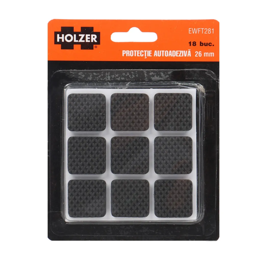 Protectie autoadeziva pentru pardoseala, Holzer EWFT281, forma patrata, 26 x 26 mm, set 18 bucati