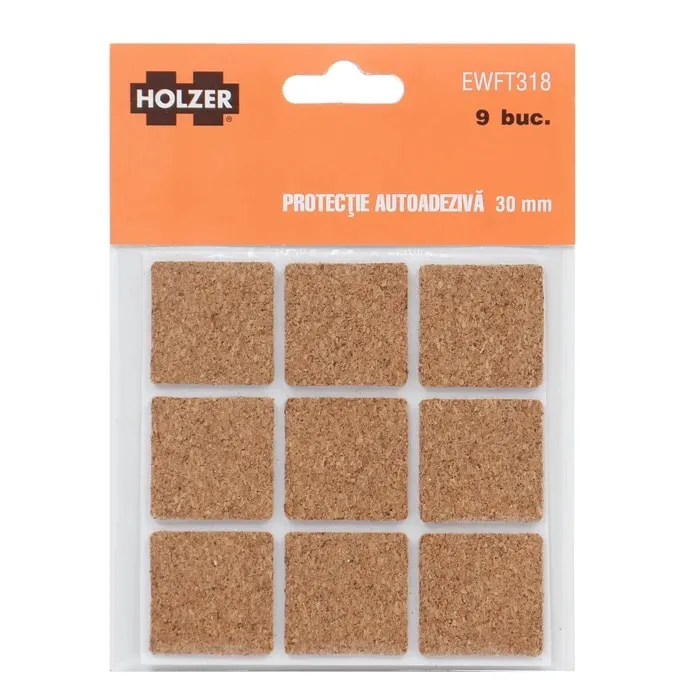 Protectie autoadeziva pentru pardoseala, Holzer EWFT318, forma patrata, 30 x 30 mm, set 9 bucati