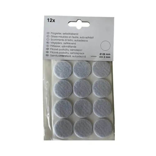 Protectie pasla autoadeziva pentru mobila, rotunda, alba, 28mm, set 12 bucati