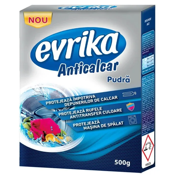 Pudra anticalcar, Evrika, pentru masina de spalat, 500 g