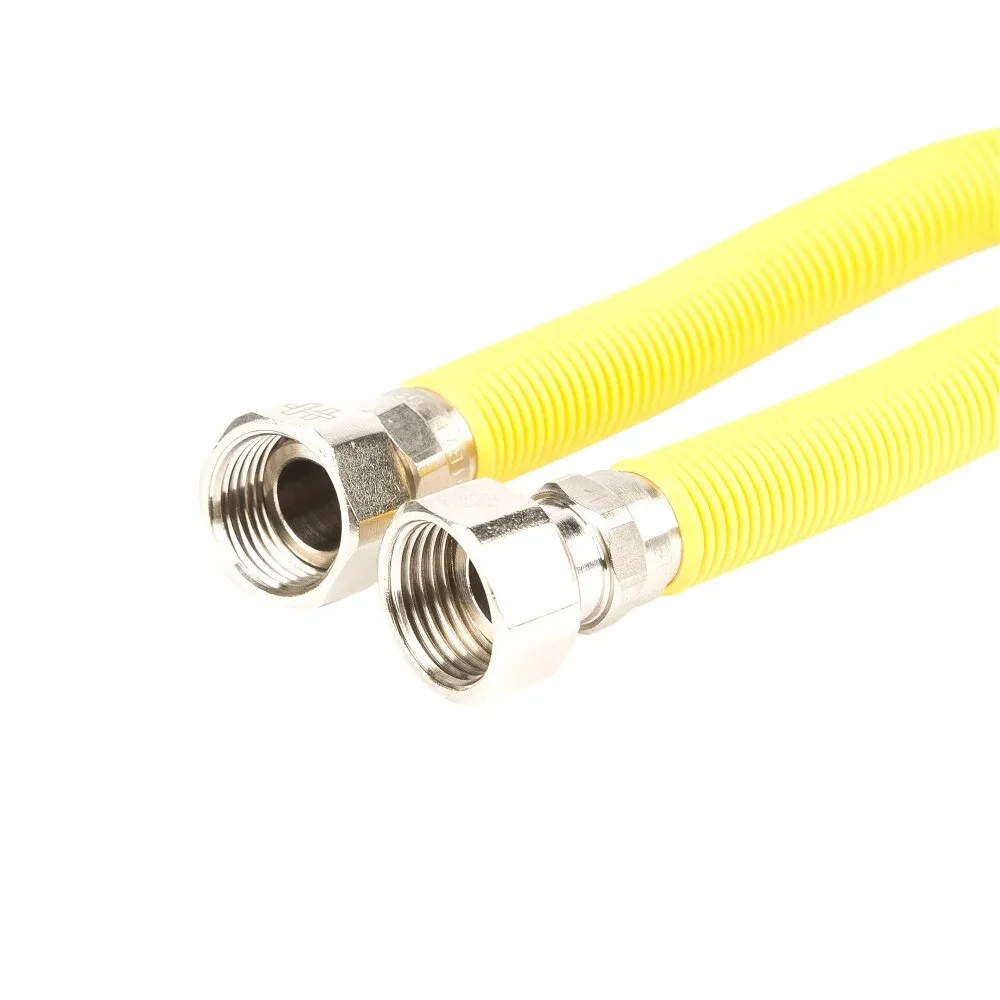 Racord extensibil pentru gaz cu protectie, PVC, 1/2", 100-200cm, galben