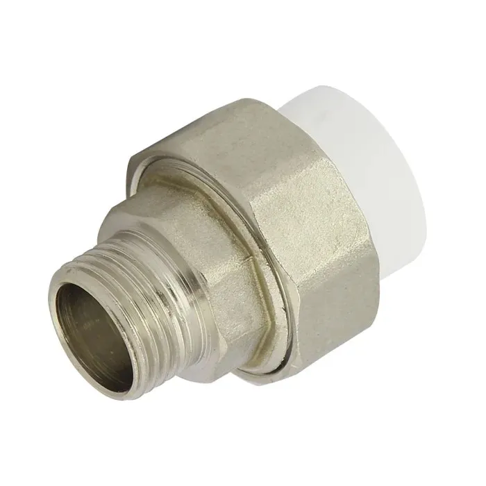 Racord olandez PPR, D 32 mm x 1 ", filet exterior, alb