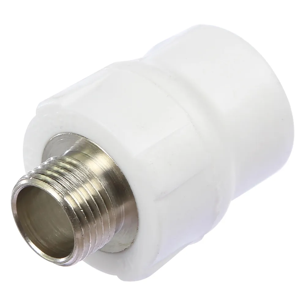 Racord PPR, D 50 mm x 1 1/2", filet exterior, alb