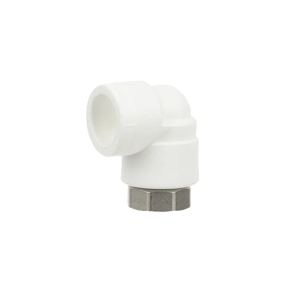 Racord semiolandez, pentru teava PPR, curbat, filet interior, Ø 20 mm x 1/2', alb