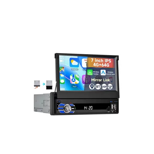 Radio auto 1DIN Android 7 inch retractabil 4GB+64GB Wireless CarPlay Android Auto