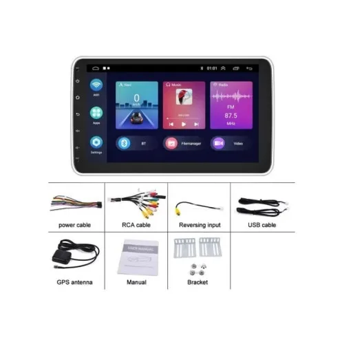 Radio auto 1DIN MP3 MP5 player Android ecran reglabil 360 grade 10 inch IPS 4GB RAM 64GB CarPlay Android Auto — imaginea 6
