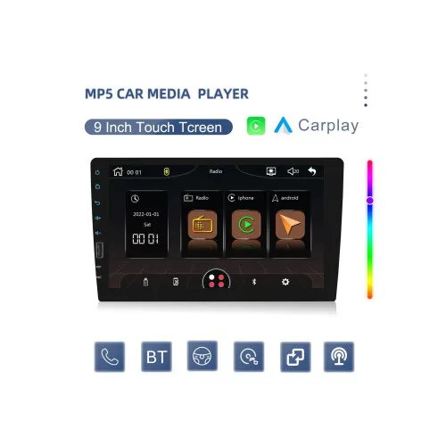 Radio FM, MP3, MP5 Player 1Din ecran 9 inch Wireless CarPlay Android Auto BT FM — imaginea 2