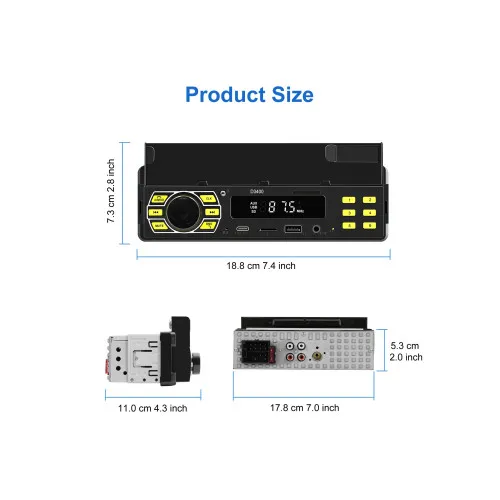 Radio MP3 player 12V cu Bluetooth si suport de telefon — imaginea 4