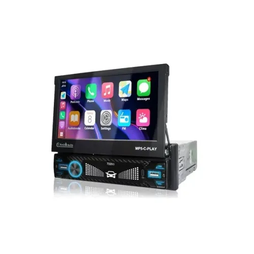 Radio MP5 Player auto 1DIN cu ecran retractabil manual 7 inch Android 13, 4GB RAM, 64GB, CarPlay si Android — imaginea 2