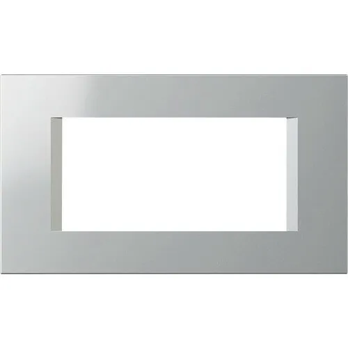 Rama aparataje TEM Line 4 module, argintiu, design modern, dimensiuni 4x4cm