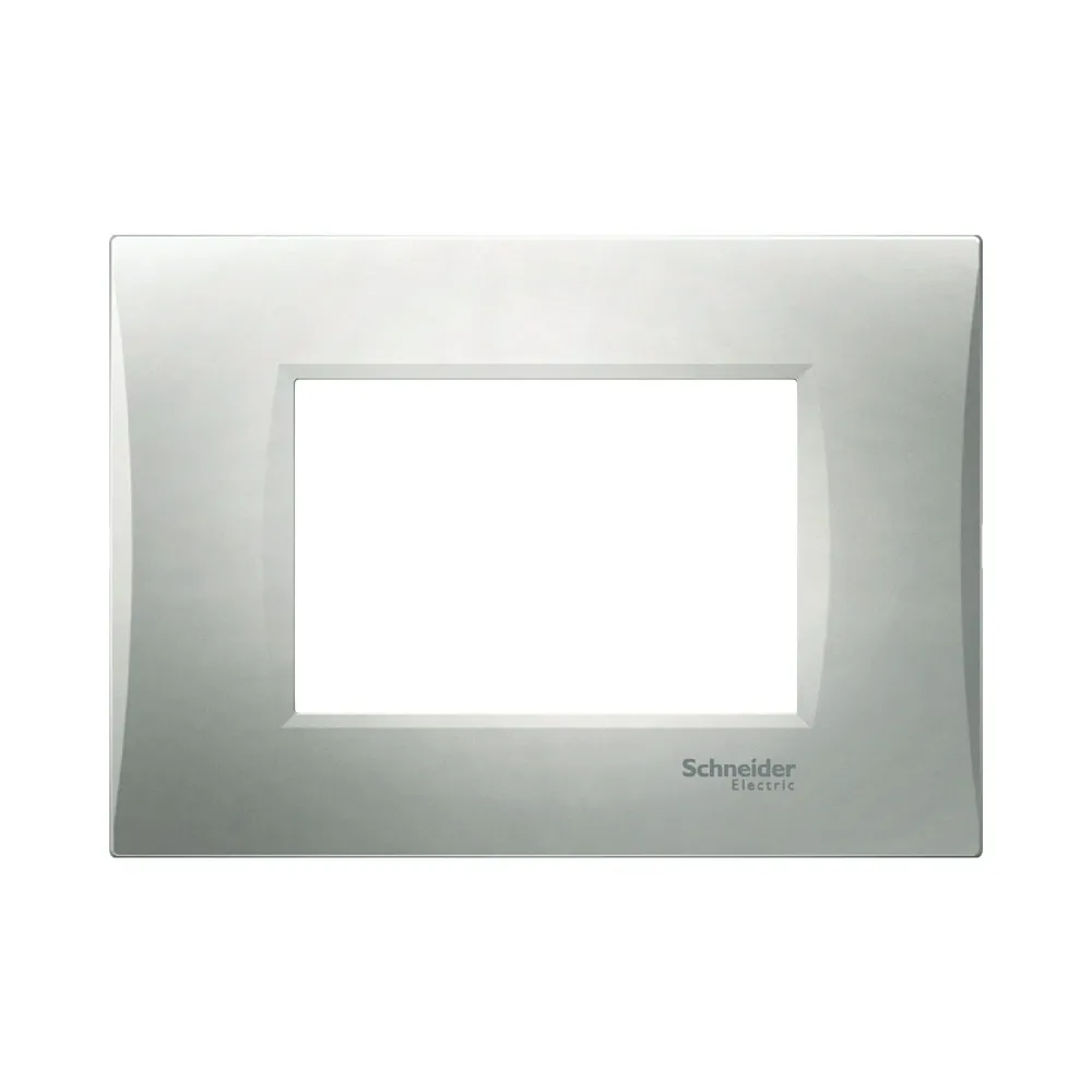 Rama decorativa tripla Schneider Easy Styl, curbata, pentru aparataj modular, argintie