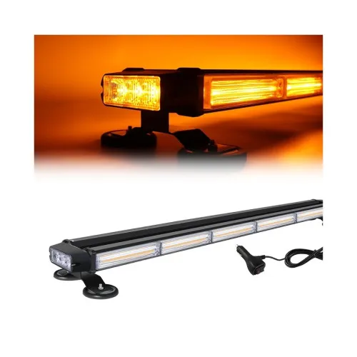 Rampa girofar LED COB stroboscopica 112 cm 12V-24V portocalie cu baza magnetica