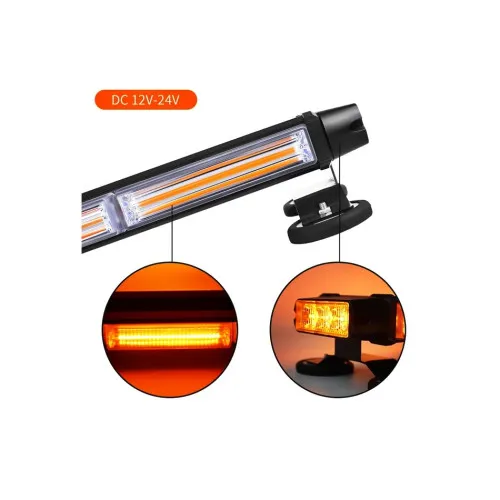Rampa girofar LED COB stroboscopica 127 cm 12V-24V portocalie cu baza magnetica — imaginea 6