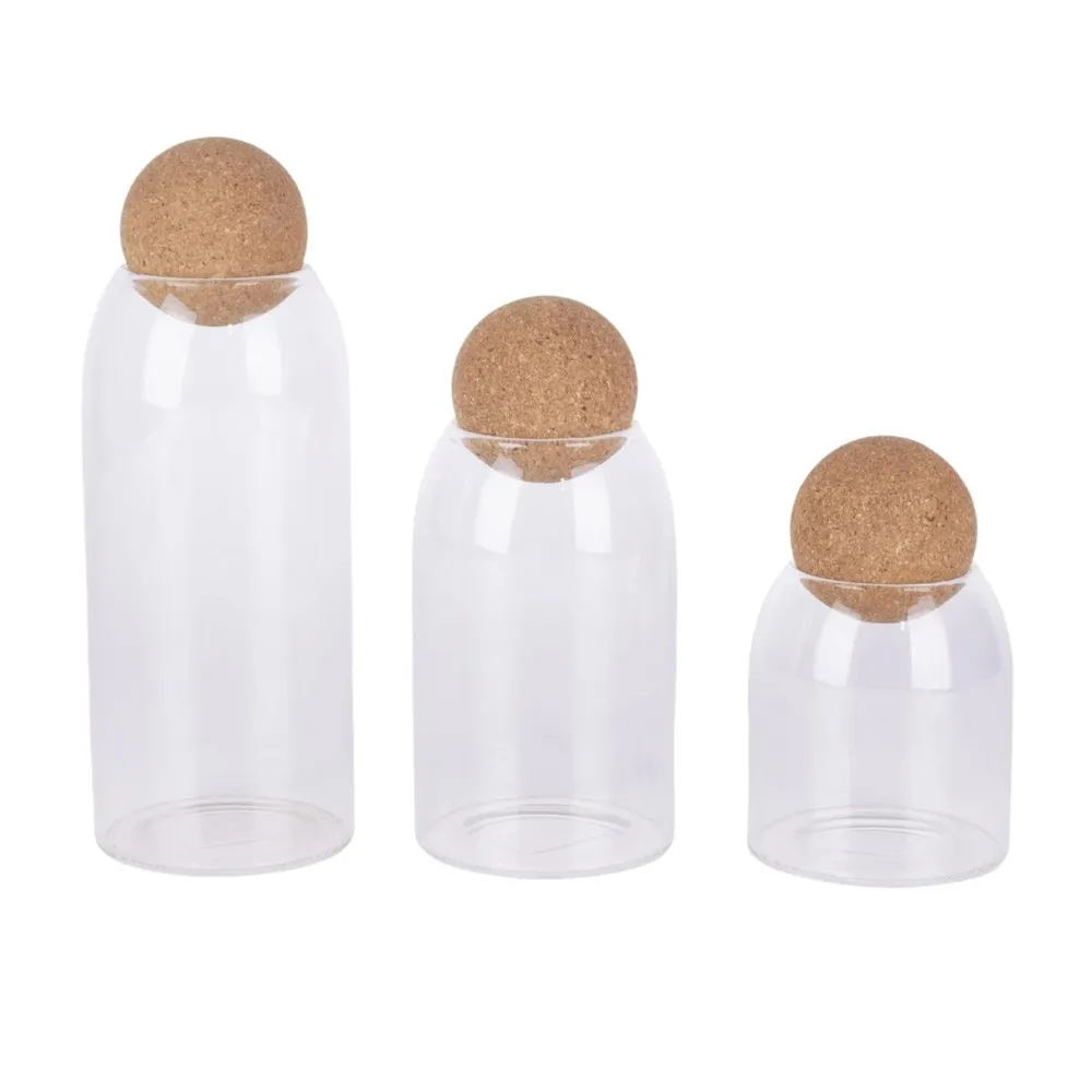 Recipient pentru ingrediente, set 3 piese, sticla transparenta, 500+800+1000 ml