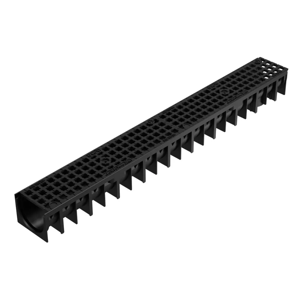 Rigola plastic Axhell, carosabila, exterioara, pentru scurgere apa pluviala, cu gratar fonta, B125, 1000 x 120 x 92 mm
