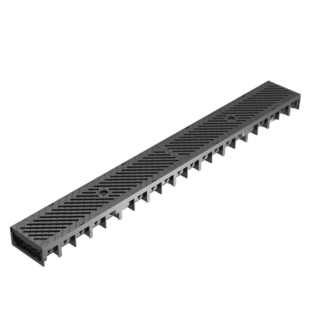 Rigola plastic Axhell, carosabila, exterioara, pentru scurgere apa pluviala, cu gratar compozit, B 125, 1000 x 115 x 55 mm