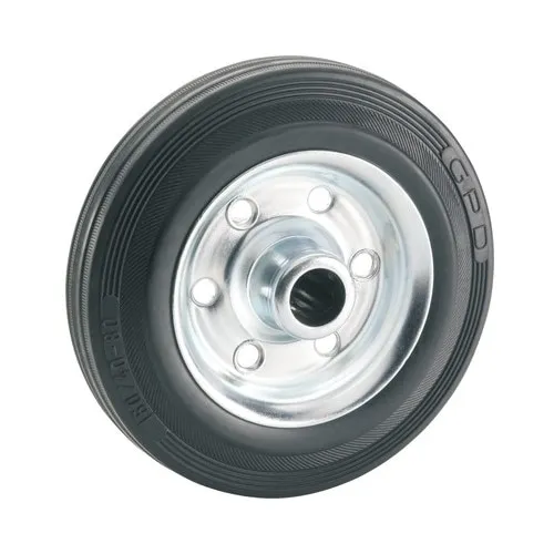 Roata metalica & cauciuc plin Tarrox Ø125mm, butuc Ø15x44 mm, cu rulment