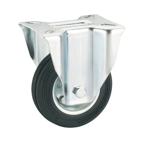 Roata metalica & cauciuc plin Tarrox Ø125mm, placa fixare 105x85 mm, cu rulment