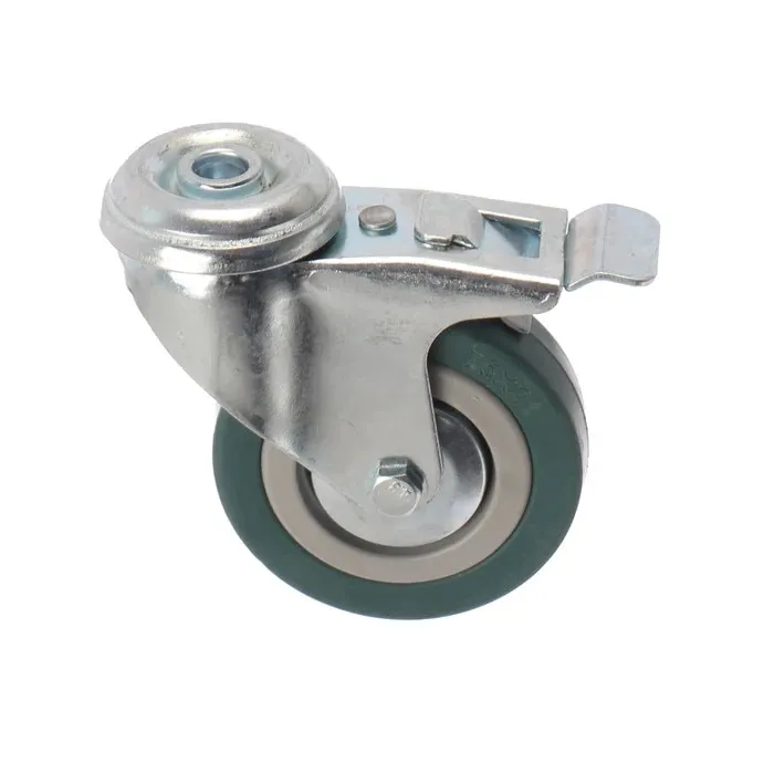 Roata pivotanta, din cauciuc siliconic, cu frana, cu alezaj, 75 mm, 60 kg