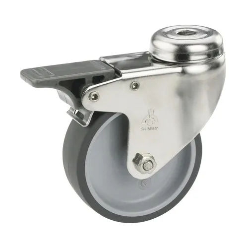 Roata pivotanta metalica & plastic Tarrox Ø50mm, fara placa fixare, cu frana