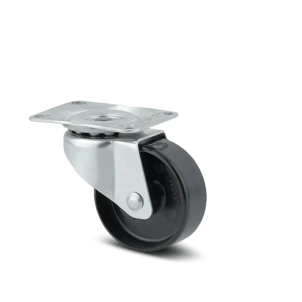 Roata pivotanta pentru carucior / mobila, din polipropilena, fara frana, cu placa, 38 mm, 25 kg