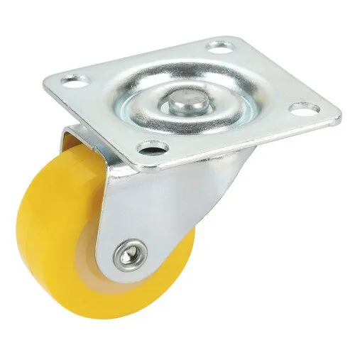 Roata pivotanta poliuretan Tarrox Ø30mm, placa fixare 40x40 mm, cu rulment, galben