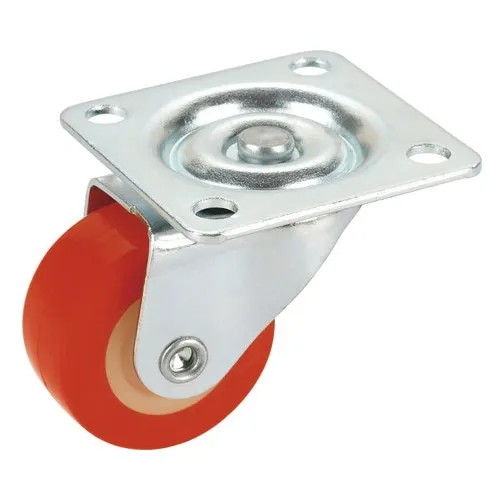 Roata pivotanta poliuretan Tarrox Ø30mm, placa fixare 40x40 mm, cu rulment, rosu