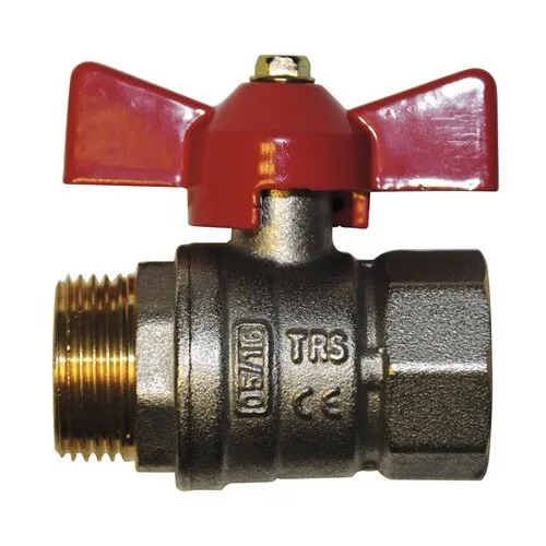 Robinet apa trecere cu bila, maner fluture, racord 1", alama
