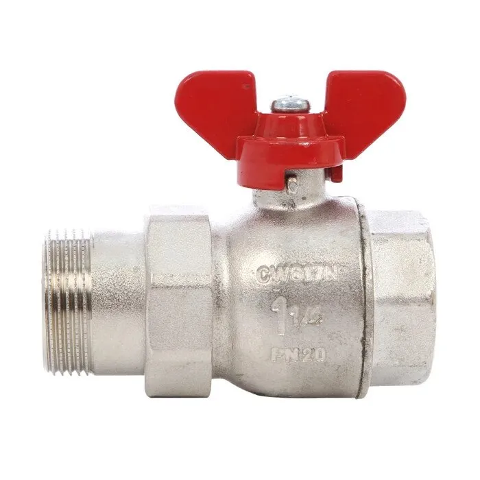 Robinet cu bila Fratelli Fortis 797M, cu olandez filet exterior, alama, 1 1/4", maner fluture