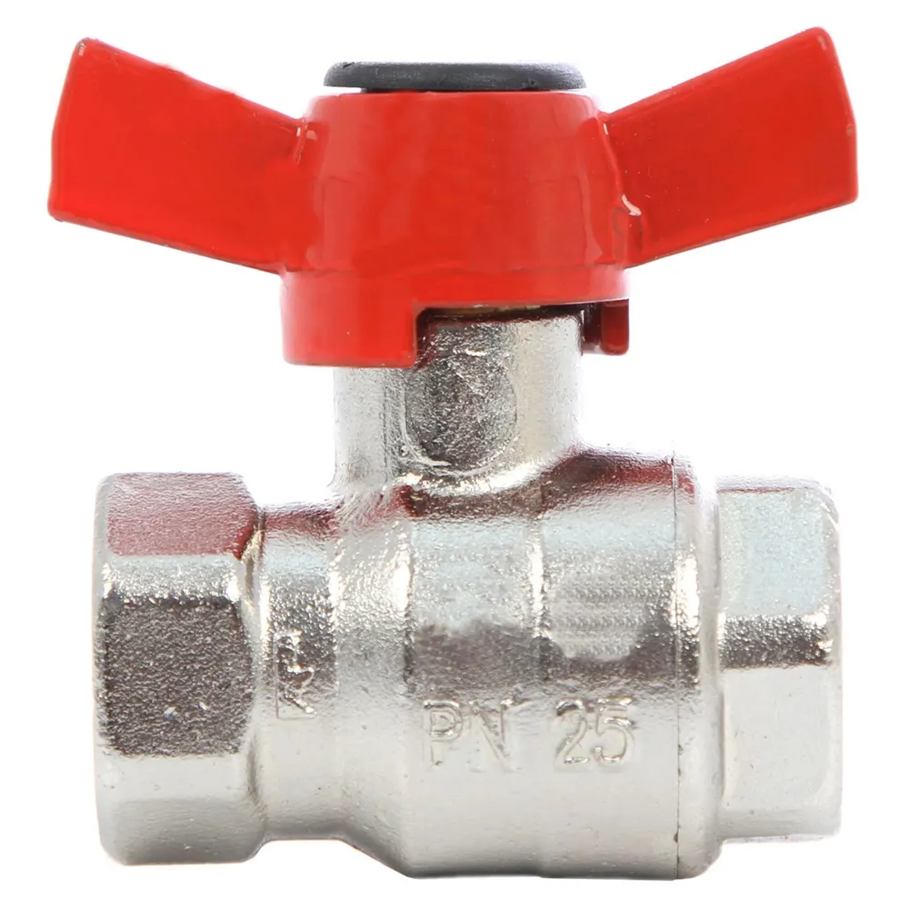 Robinet de inchidere cu bila Herz, alama nichelata, filet interior, DN 32 (11/4), PN 25, actionare maneta