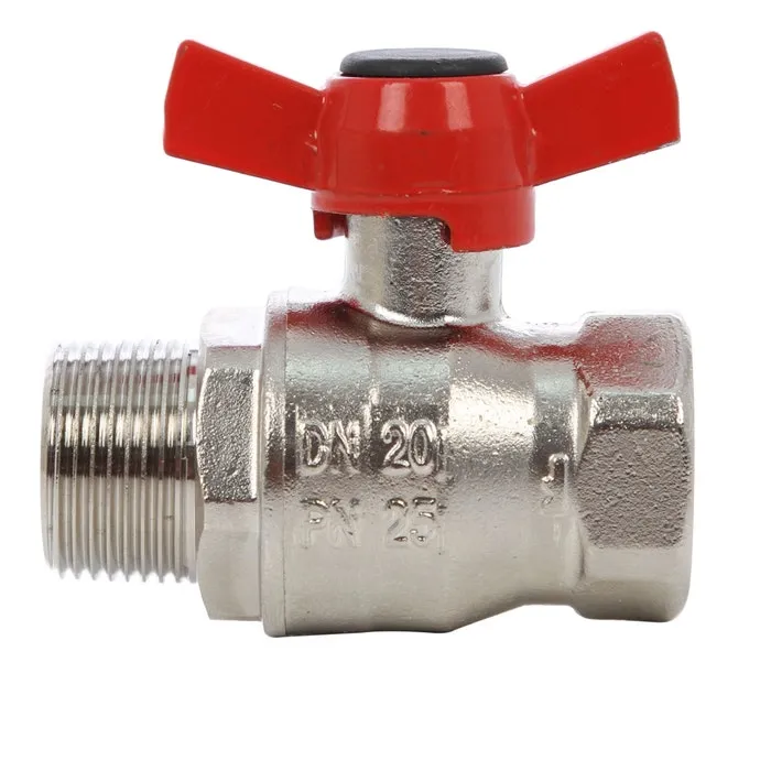 Robinet de inchidere cu bila Herz, alama nichelata, filet interior- exterior, DN 15 (1/2), PN 25, maner fluture