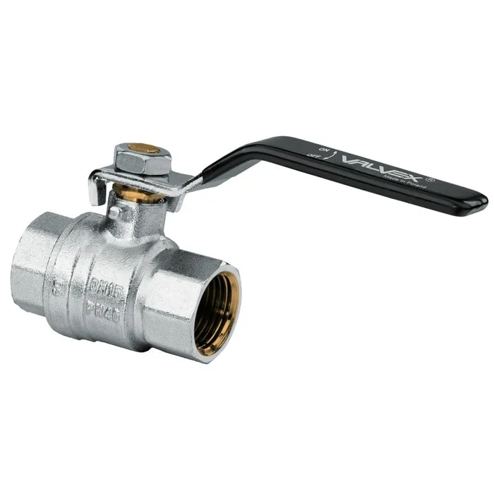 Robinet de trecere cu bila Valvex Tryton, alama nichelata, filet interior-interior, DN 20, PN 40, cu maneta otel
