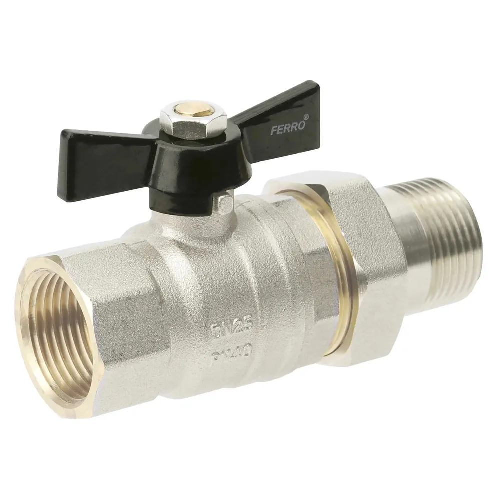 Robinet sfera Ferro, cu racord olandez, alama, filet interior - exterior, 1/2", PN40