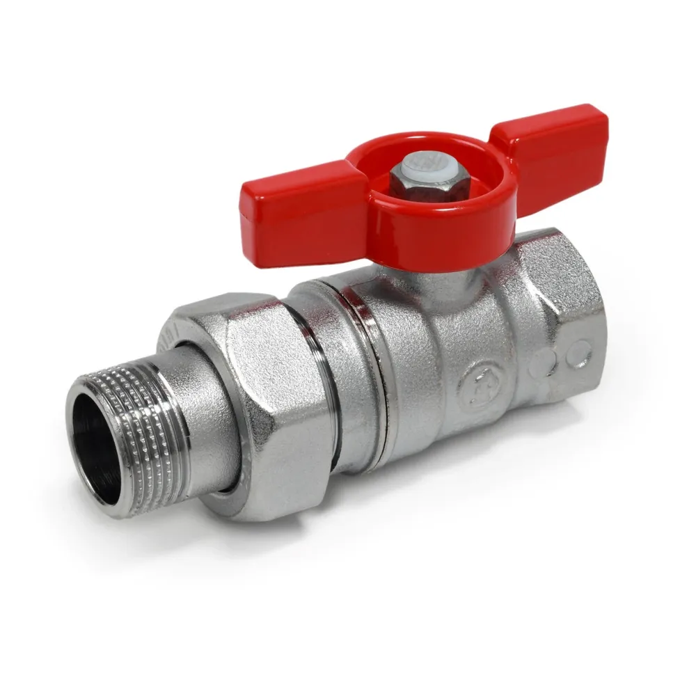 Robinet sfera Giacomini, alama cromata, cu racord olandez, filet interior - exterior, 3/4", maner fluture