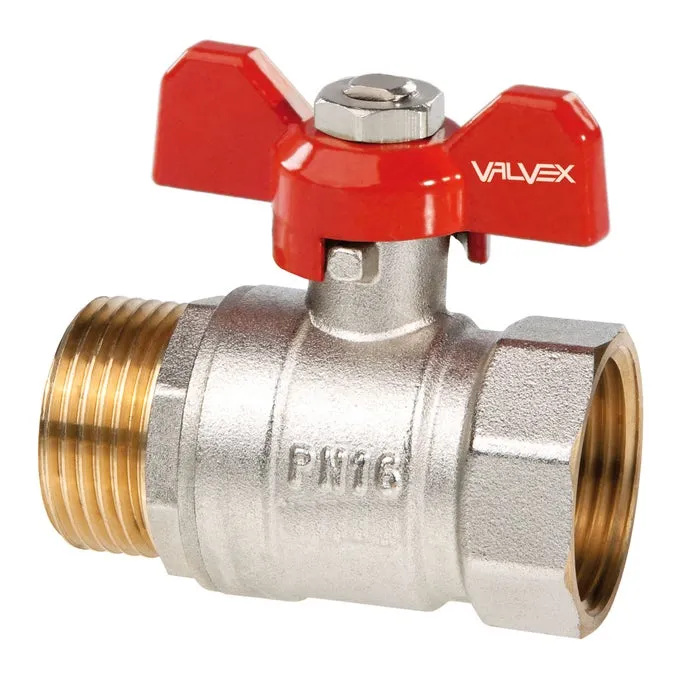 Robinet sferic cu bila Valvex Oro, alama nichelata, filet interior - exterior, DN 20, PN 16, maner fluture