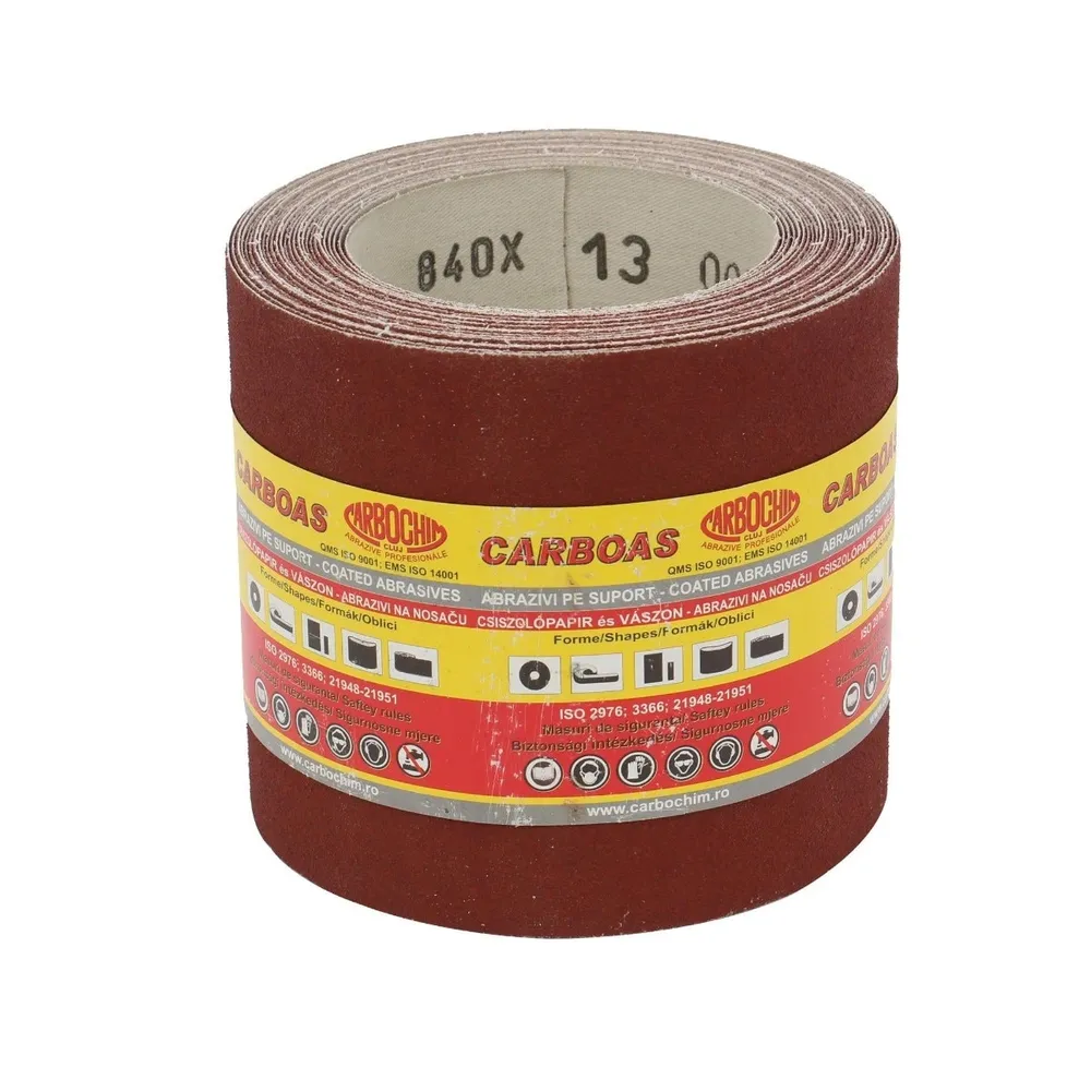 Rola panza abraziva pentru lemn, metale, materiale constructii, Carbochim PES861K, granulatie 80, rola 10 m x 120 mm