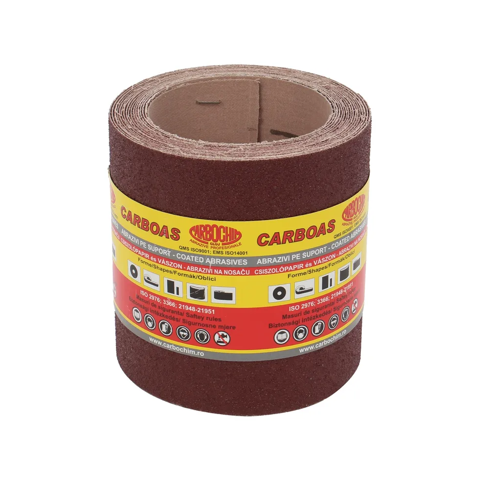 Rola panza abraziva pentru lemn, metale, materiale constructii, Carbochim PESK, granulatie 60, rola 5 m x 120 mm