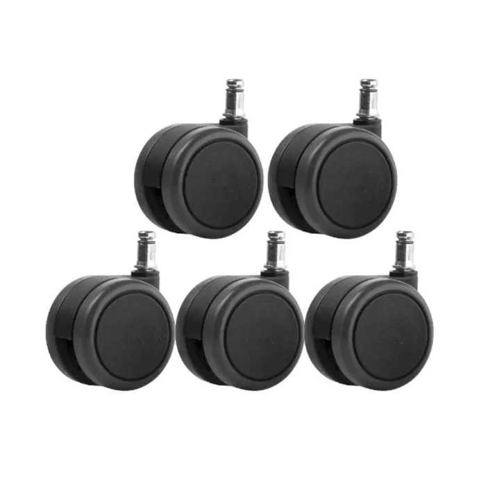 Rotila pentru mobila, pivotanta, fara blocare, din plastic, gri inchis, cu surb, diametru 60 mm, 24 kg, set 5 bucati
