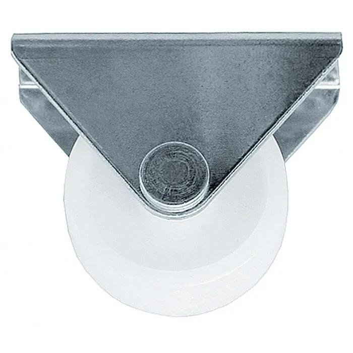 Rotila pentru mobila, unidirectionala, fara blocare, din plastic, alb, cu placa, diametru 25 mm