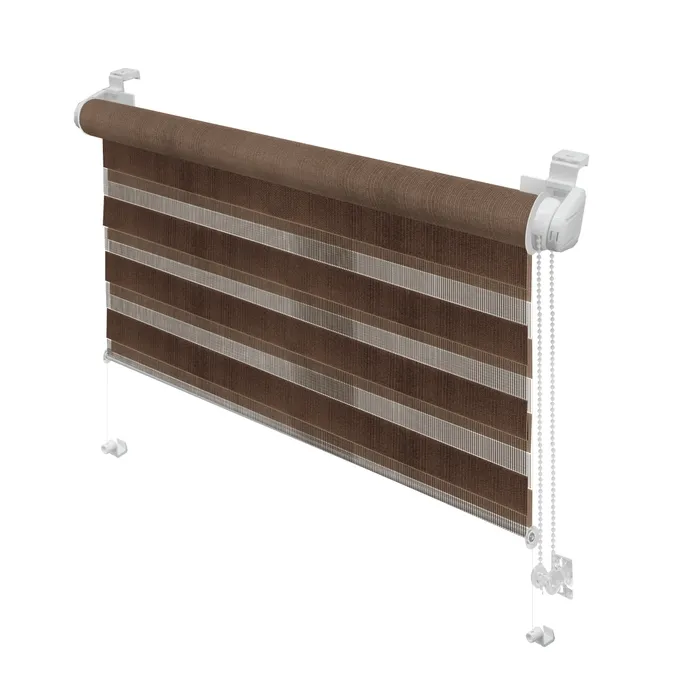 Rulou Stor Gardinia Mini Zebra, poliester, maro, zi-noapte, dimensiuni material 57 x 150 cm