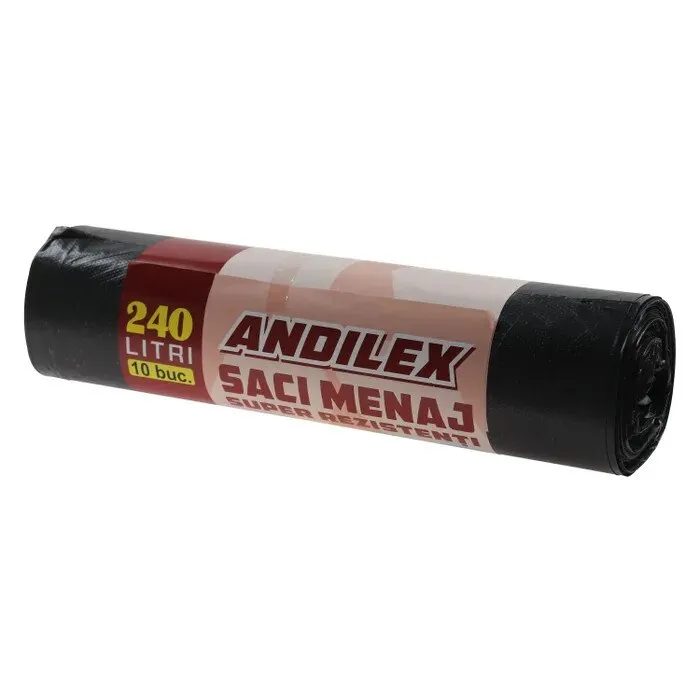 Saci menajeri / gunoi Andilex, super rezistenti, negru, 240 L, 10 buc