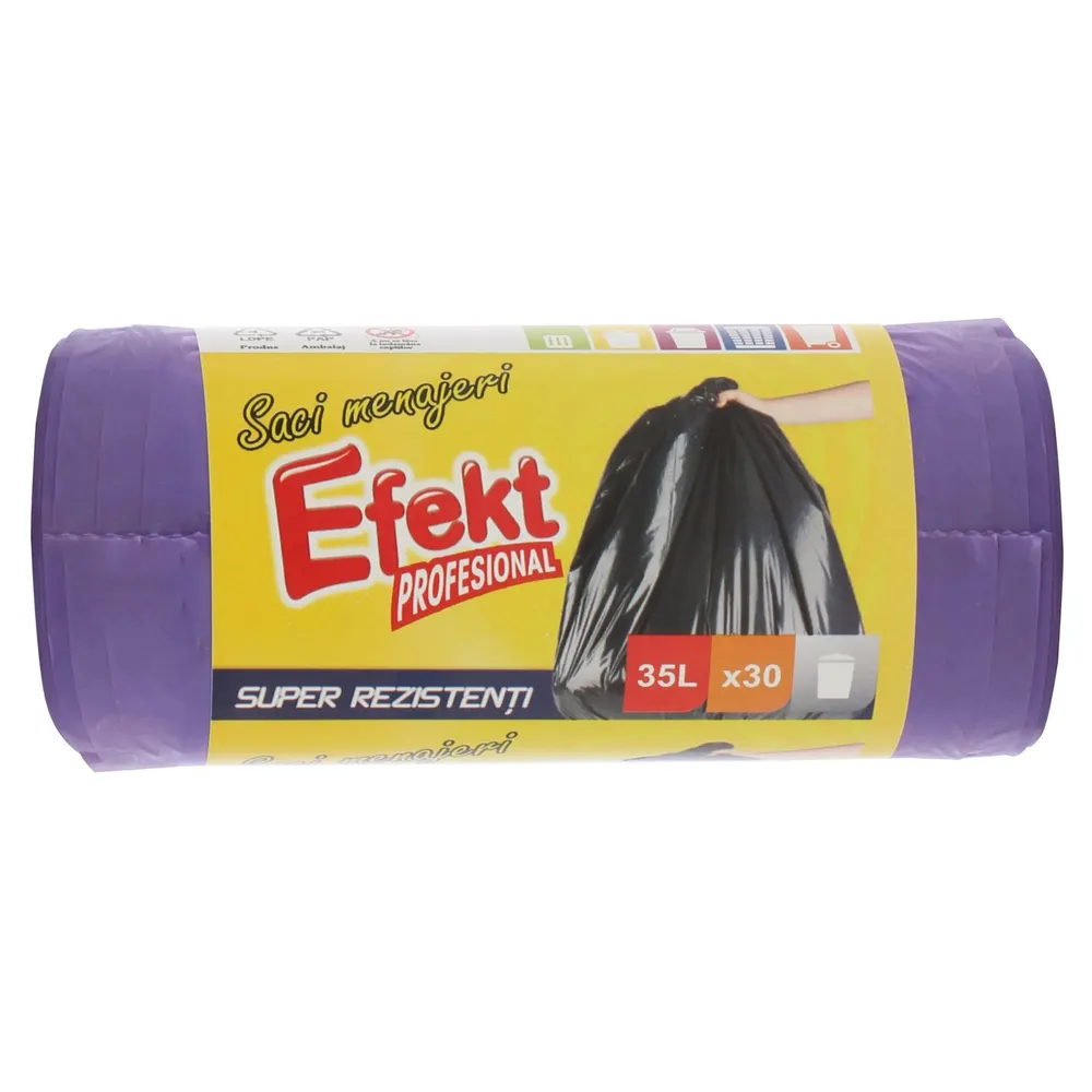 Saci menajeri / gunoi Efekt, super rezistenti, violet, 35L, 30 buc