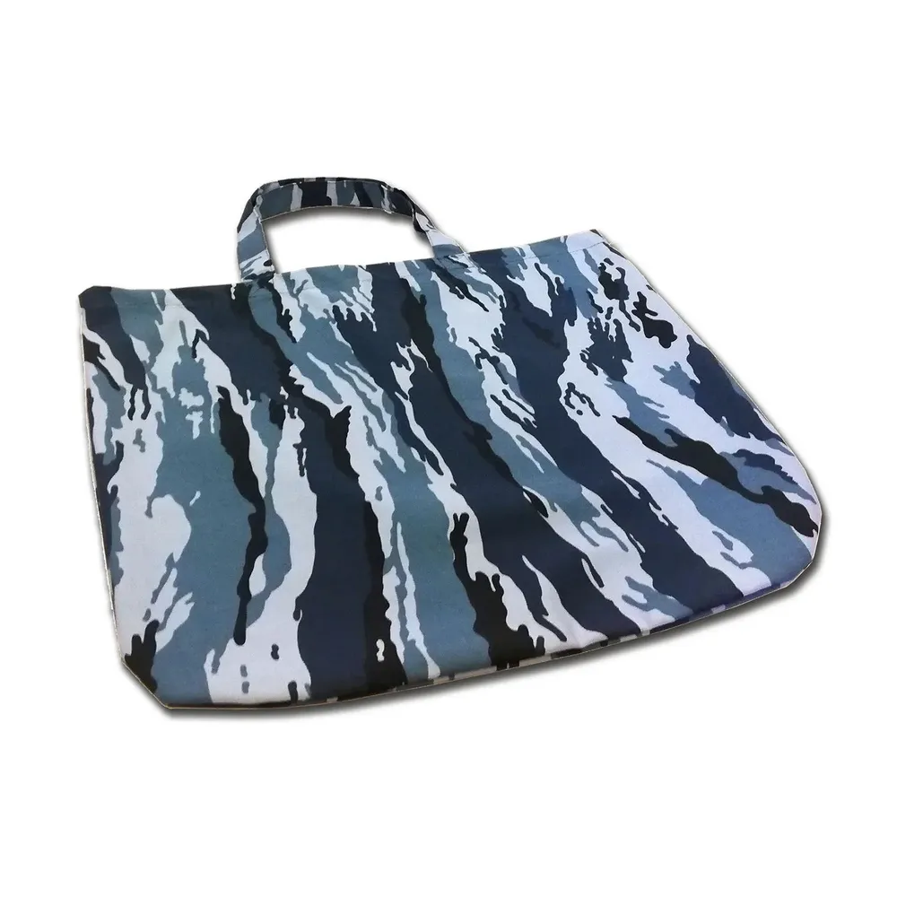 Sacosa din bumbac Sonic Clean, albastru, imprimeu camuflaj, 42 x 52 cm