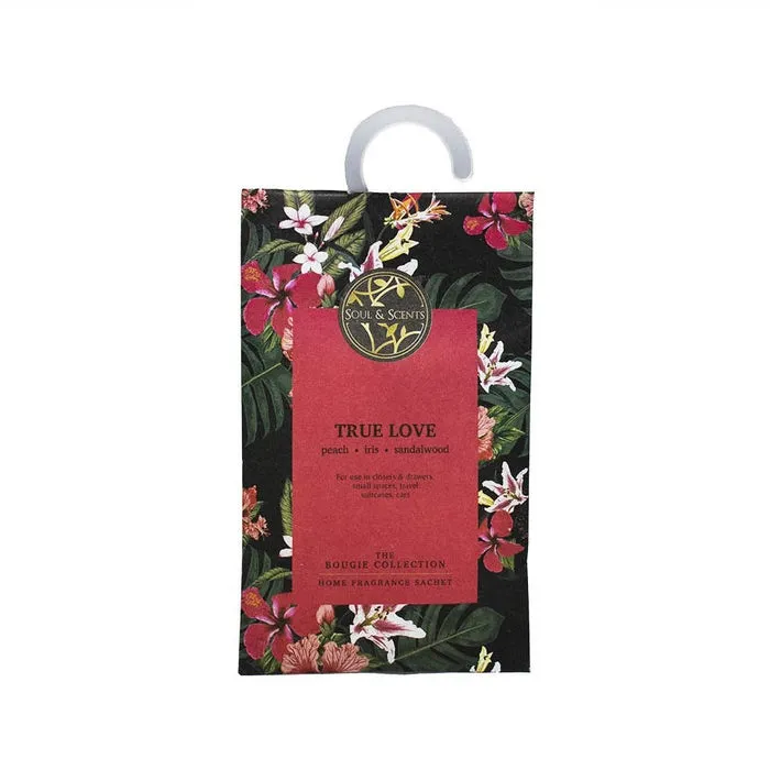 Saculet parfumat garderoba Aroma Land, True Love, arome de piersica + floare de iris + lemn de santal, 7 x 11 cm