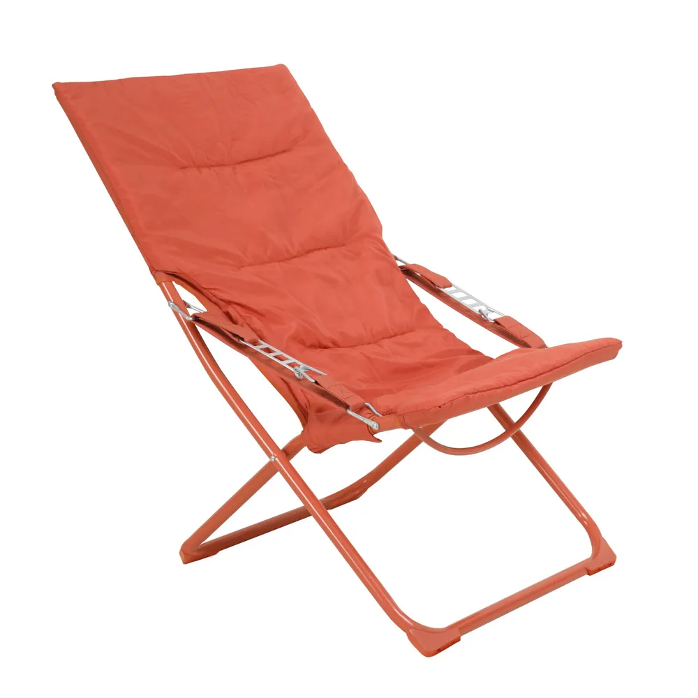 Scaun camping DacEnergy©, structura metalica, tapiteria din poliester, pliant, 85.5 x 63 x 95 cm, portocaliu